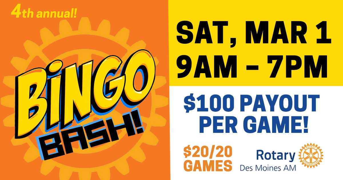 Bingo BASH 2025 – Saturday, March 1, 9AM to 7PM at the Iowa State Fairgrounds