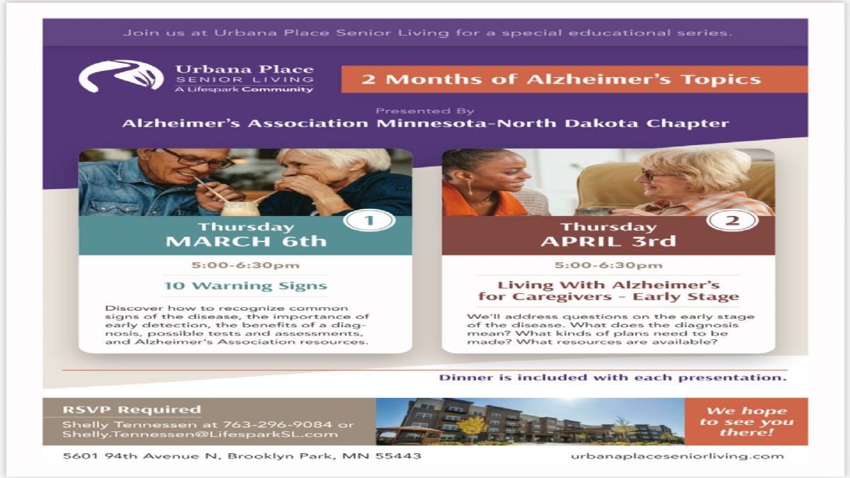 2 Months Alzheimer's Education with Dinner!