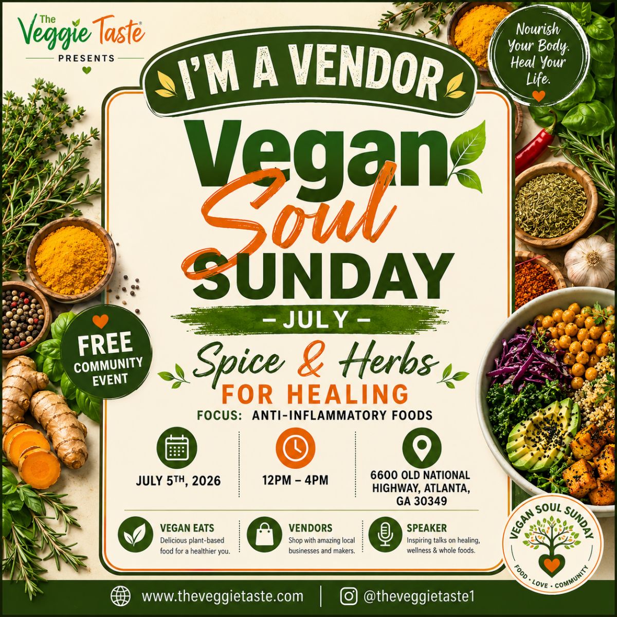 Vegan Soul Sunday - Spice & Herbs - For Healing  7.5.26