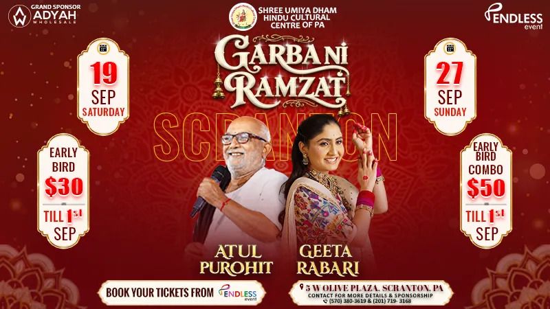 Garba ni ramzat with Shri Atul Purohit & Geeta Rabari - Scranton, PA
