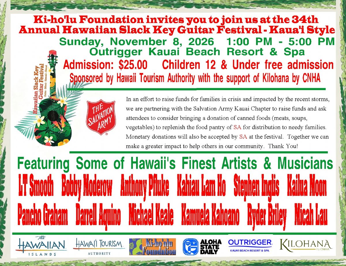34th Annual Hawaiian Slack Key Guitar Festival - Kauai Style